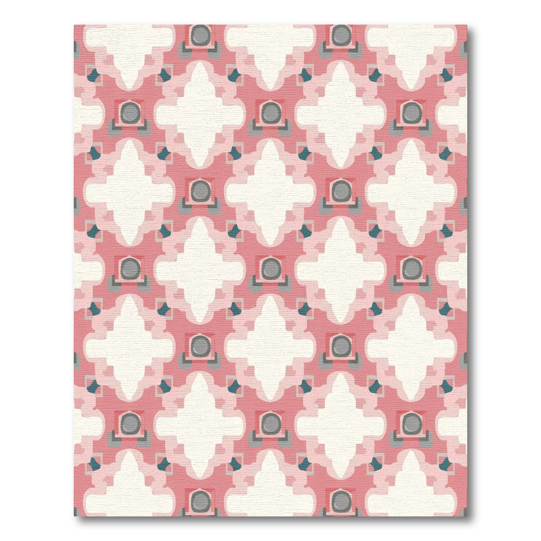 Pink Geometric Quatrefoil Medallion Rug
