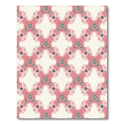 Pink Geometric Quatrefoil Medallion Rug