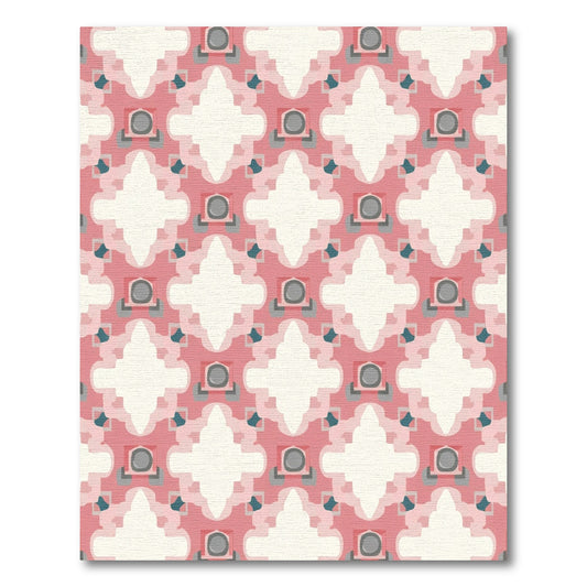 Pink Geometric Quatrefoil Medallion Rug