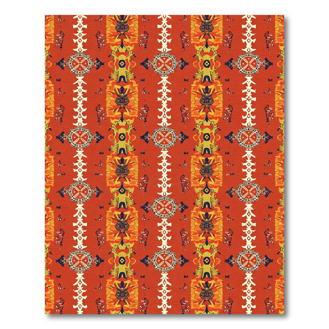 Tribal Sunburst Red Geometric Medallion Rug