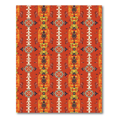 Tribal Sunburst Red Geometric Medallion Rug