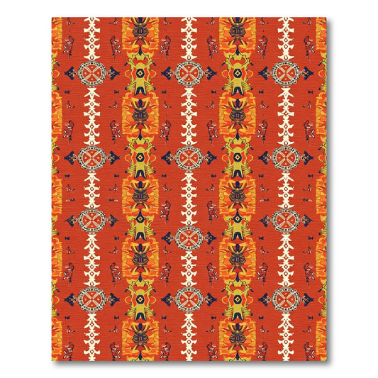 Tribal Sunburst Red Geometric Medallion Rug