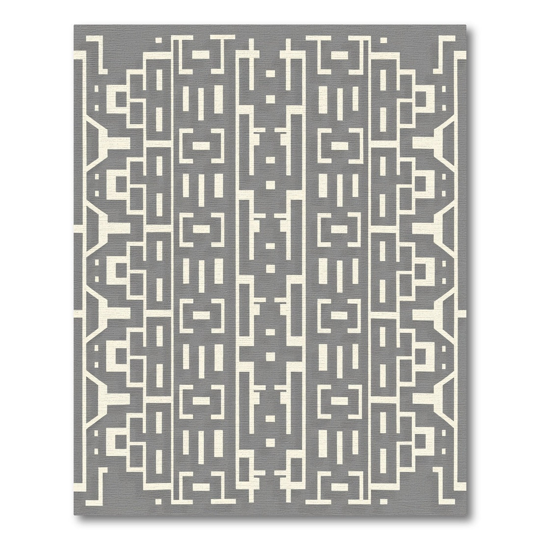 Gray Beige Abstract Geometric Block Rug