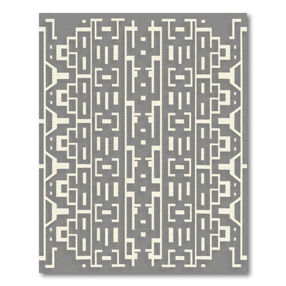 Gray Beige Abstract Geometric Block Rug