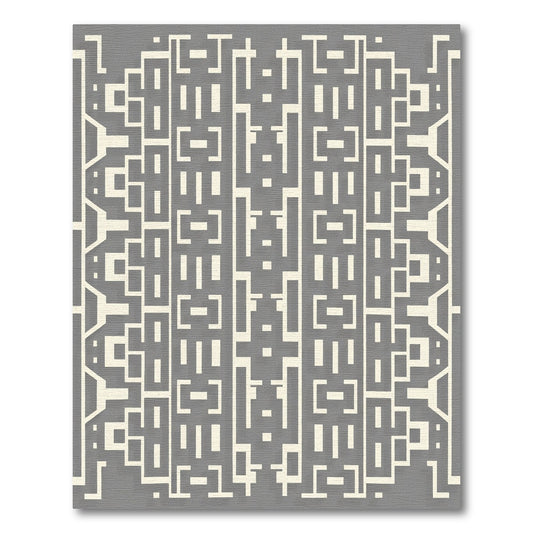 Gray Beige Abstract Geometric Block Rug