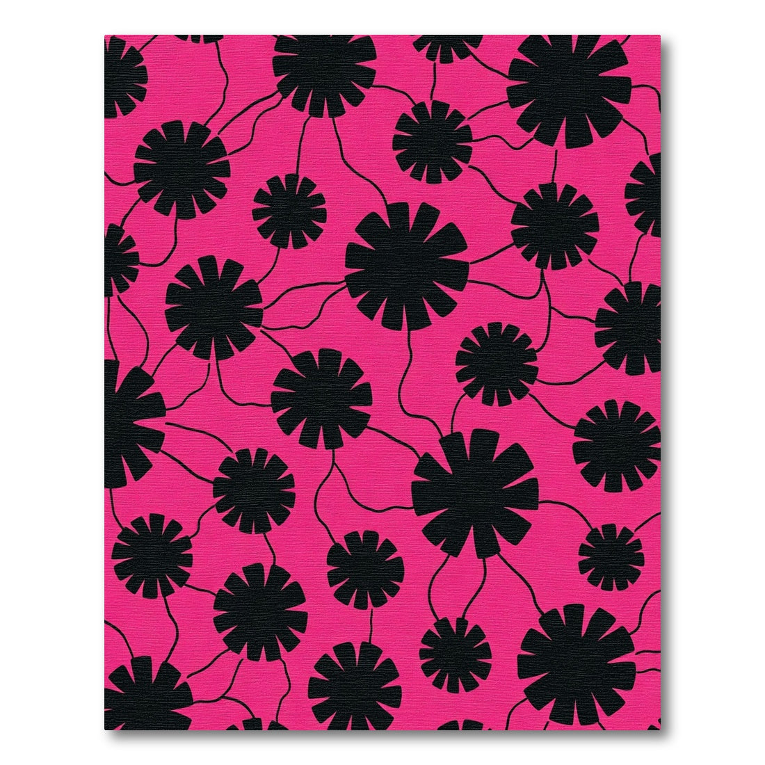 Bold Black Flower Clusters Pink Rug