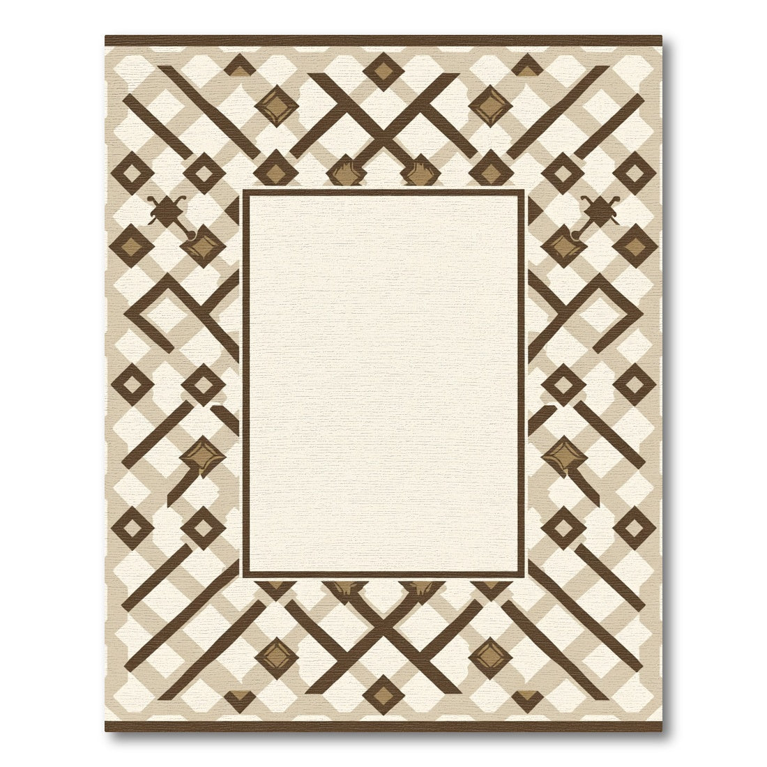 Earthy Brown Lattice Diamond Frame Rug