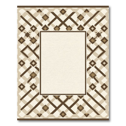Earthy Brown Lattice Diamond Frame Rug