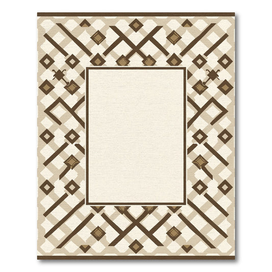 Earthy Brown Lattice Diamond Frame Rug