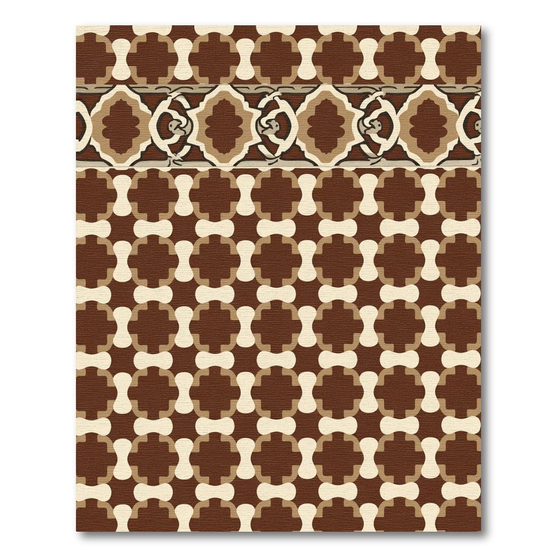 Chocolate Beige Geometric Quatrefoil Rug