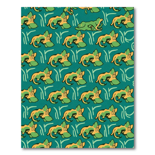 Green Chartreuse Canine Animal Repeat Rug