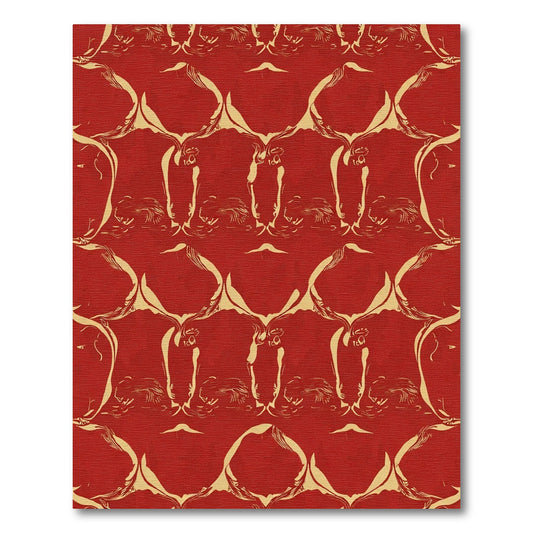 Crimson Red Repeating Figure Medallion Rug