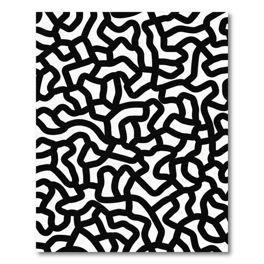 Black White Organic Labyrinth Rug