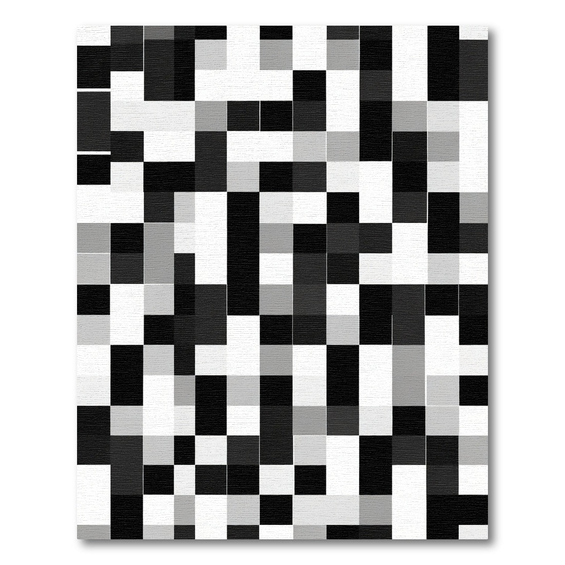 Monochromatic Pixelated Patchwork Grid Rug