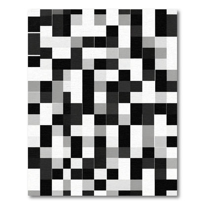 Monochromatic Pixelated Patchwork Grid Rug