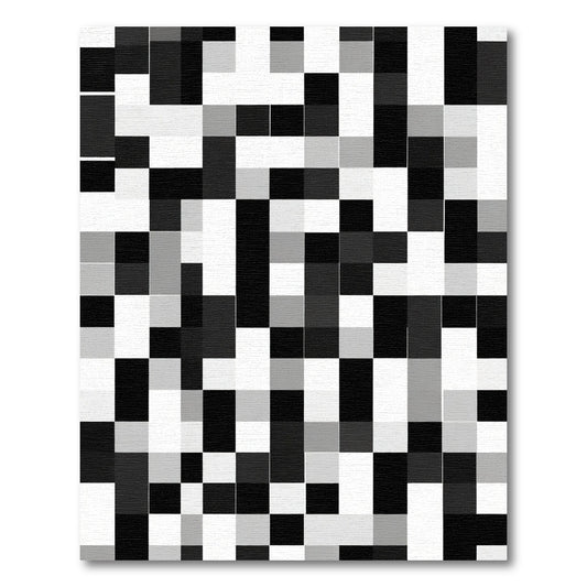 Monochromatic Pixelated Patchwork Grid Rug