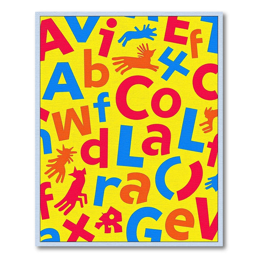 Alphabet Soup Animals Playful Collage Rug