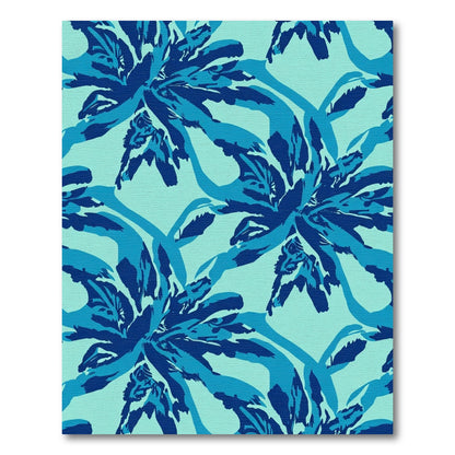 Bold Blue Abstract Floral Swirl Rug