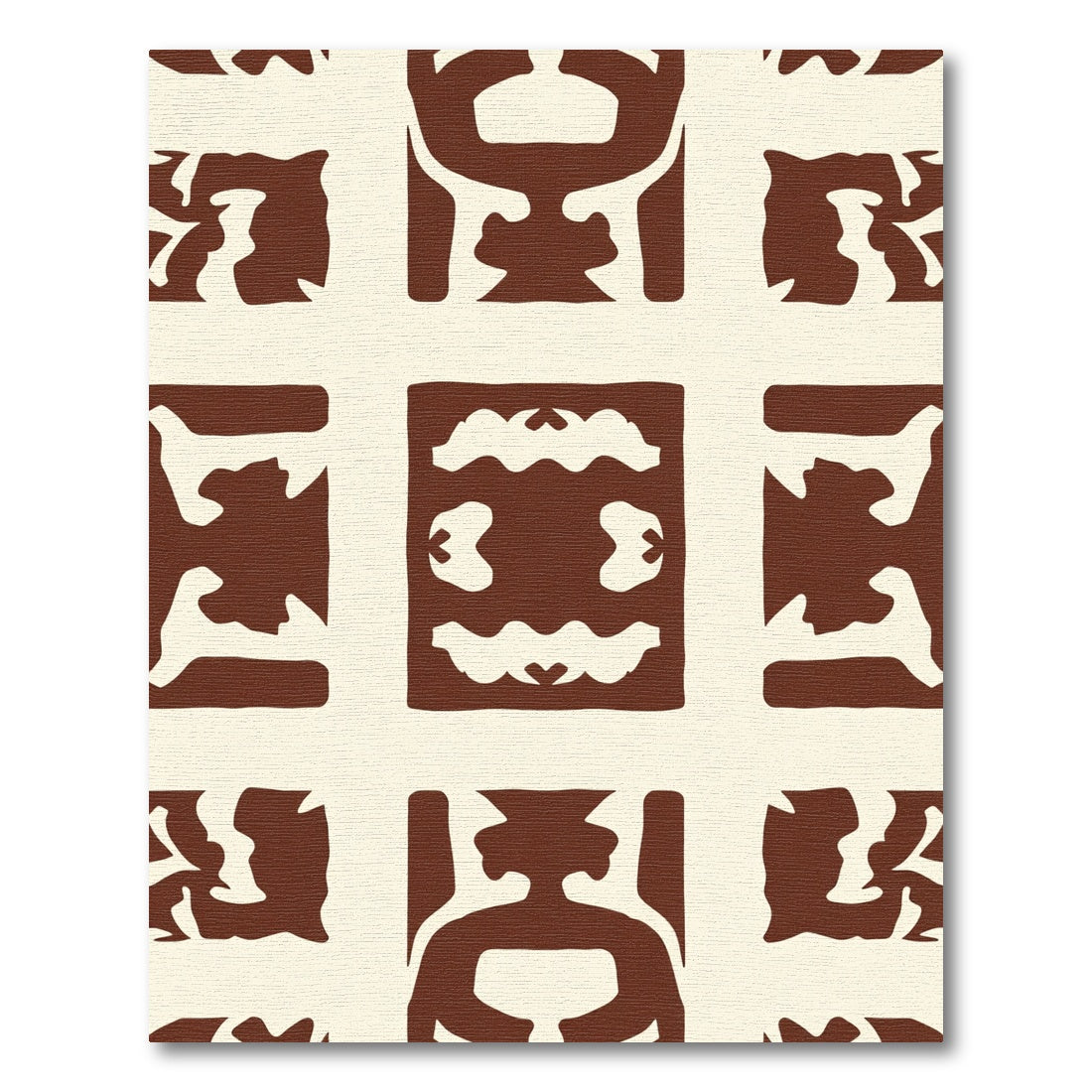 Brown Cream Abstract Art Tiling Rug