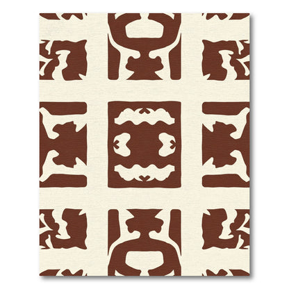 Brown Cream Abstract Art Tiling Rug