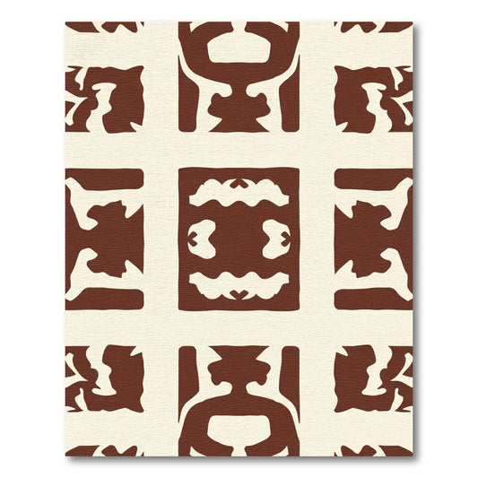 Brown Cream Abstract Art Tiling Rug