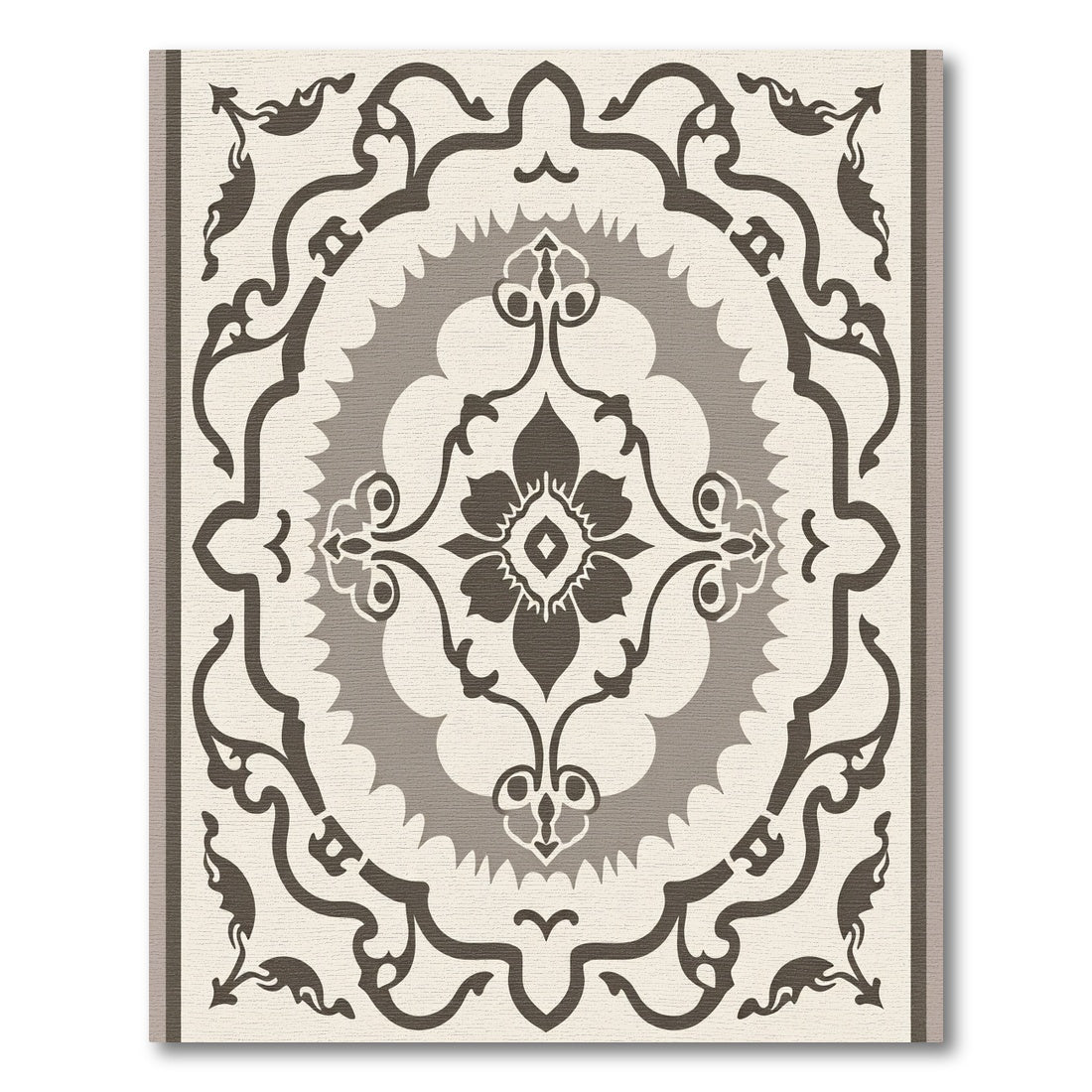 Cream Tan Floral Medallion Arrangement Rug