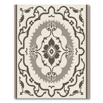 Cream Tan Floral Medallion Arrangement Rug