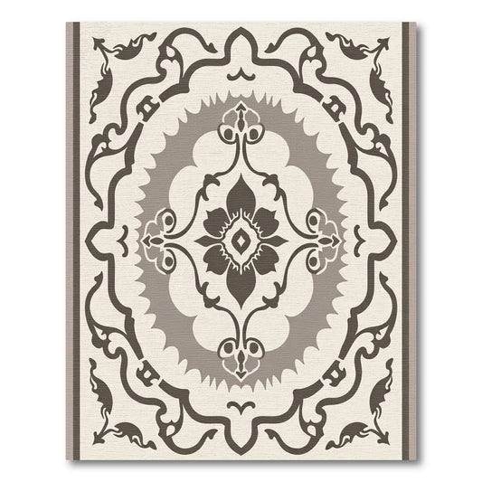Cream Tan Floral Medallion Arrangement Rug