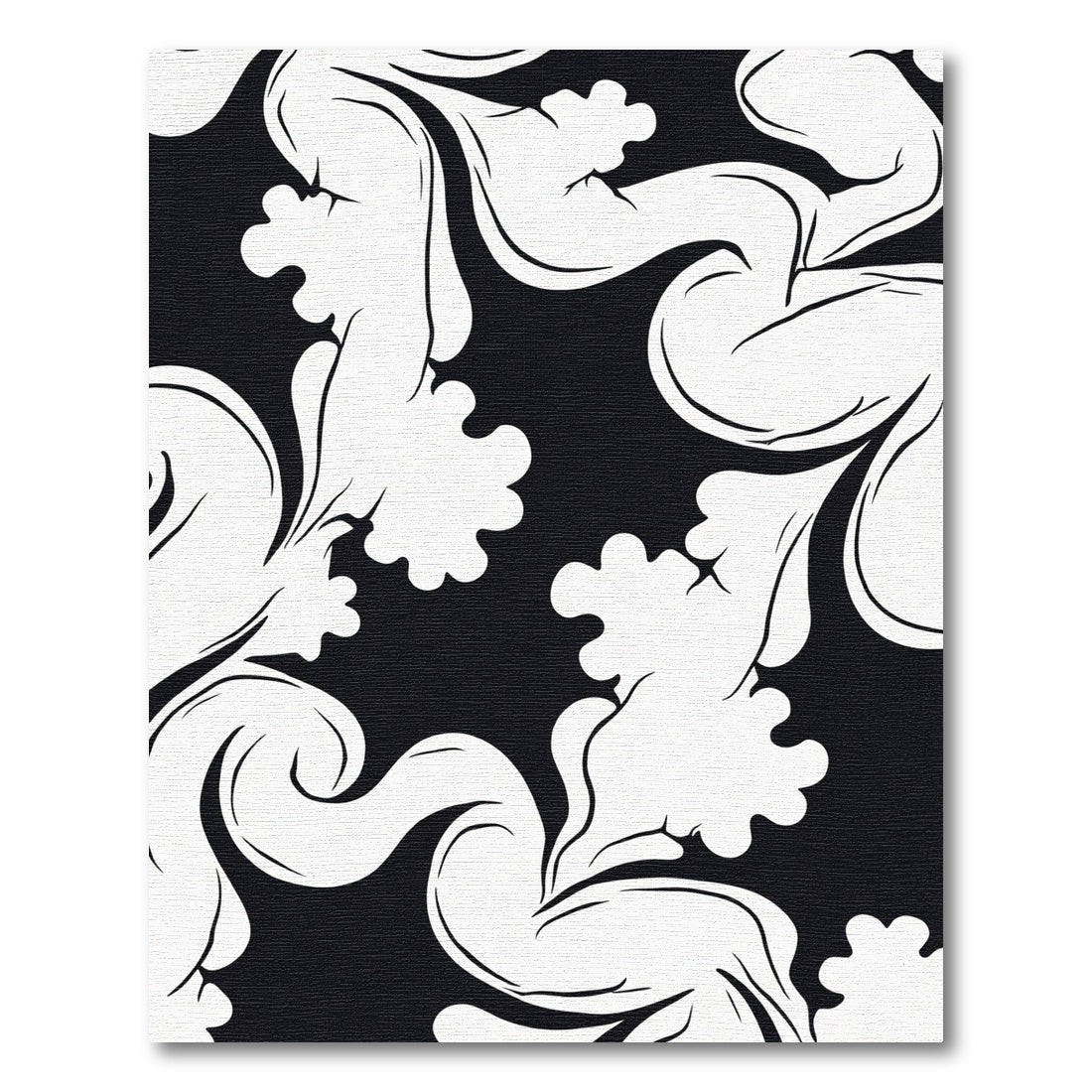 Classic Black White Scrollwork Rug
