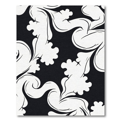 Classic Black White Scrollwork Rug