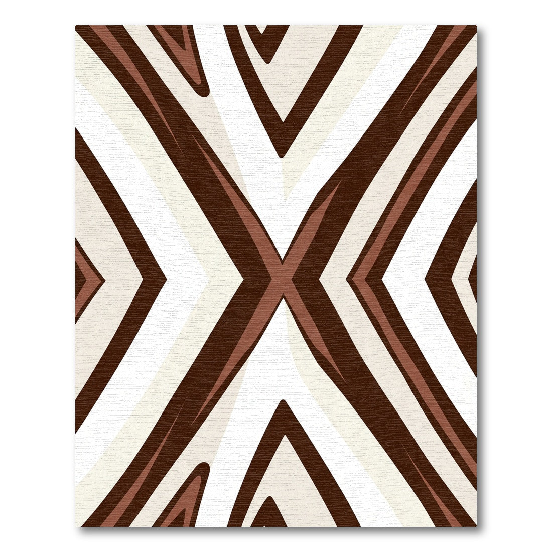 Rich Brown Cream Symmetric Diamond Overlay Rug