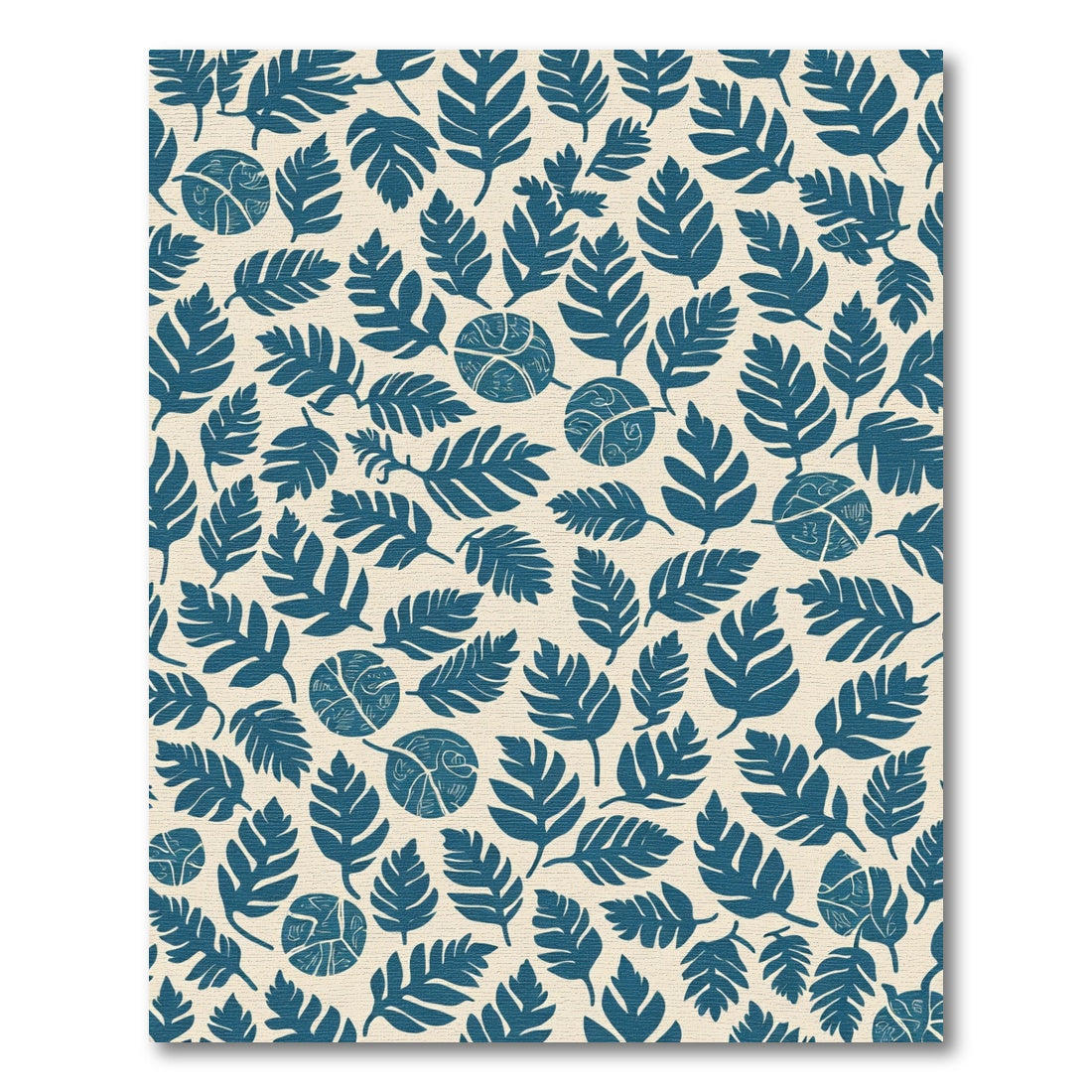 Dark Teal Leaf Collage Rug