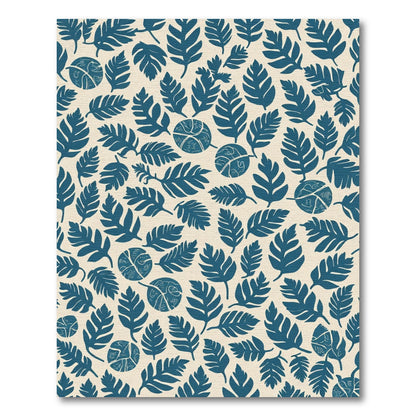 Dark Teal Leaf Collage Rug