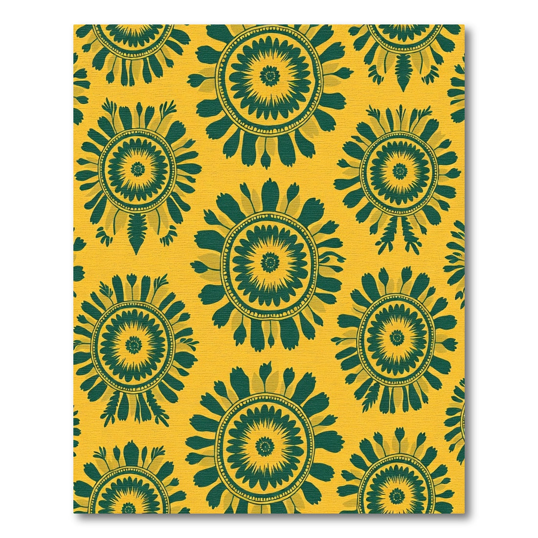 Golden Green Floral Sunburst Rug