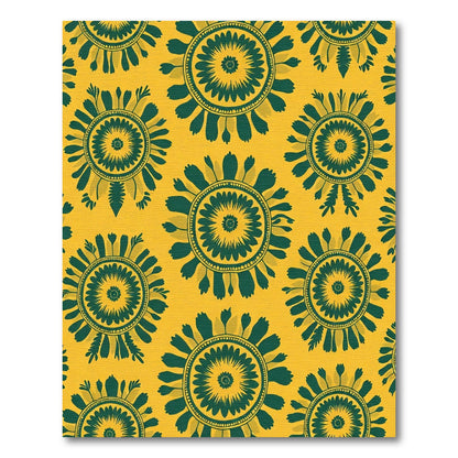 Golden Green Floral Sunburst Rug