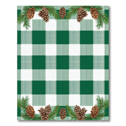 Green Gingham Pinecone Rustic Area Rug