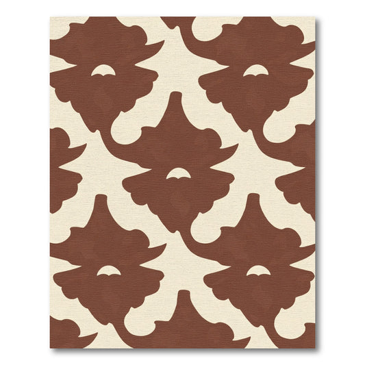 Chocolate Cream Curlicue Scroll Rug