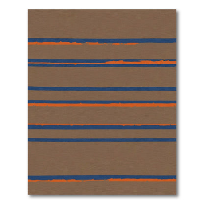 Brown Blue Orange Stripe Composition Rug
