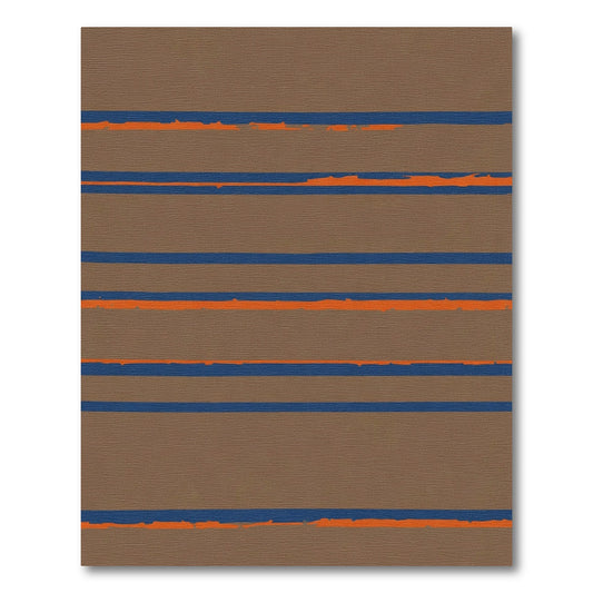 Brown Blue Orange Stripe Composition Rug