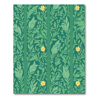 Emerald Green Floral Vine Stripe Rug