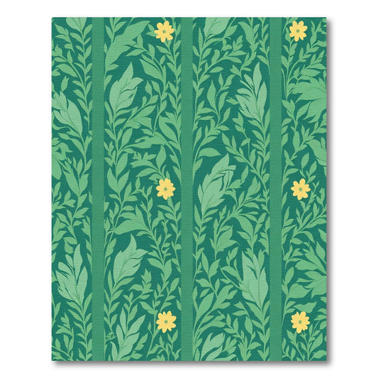 Emerald Green Floral Vine Stripe Rug
