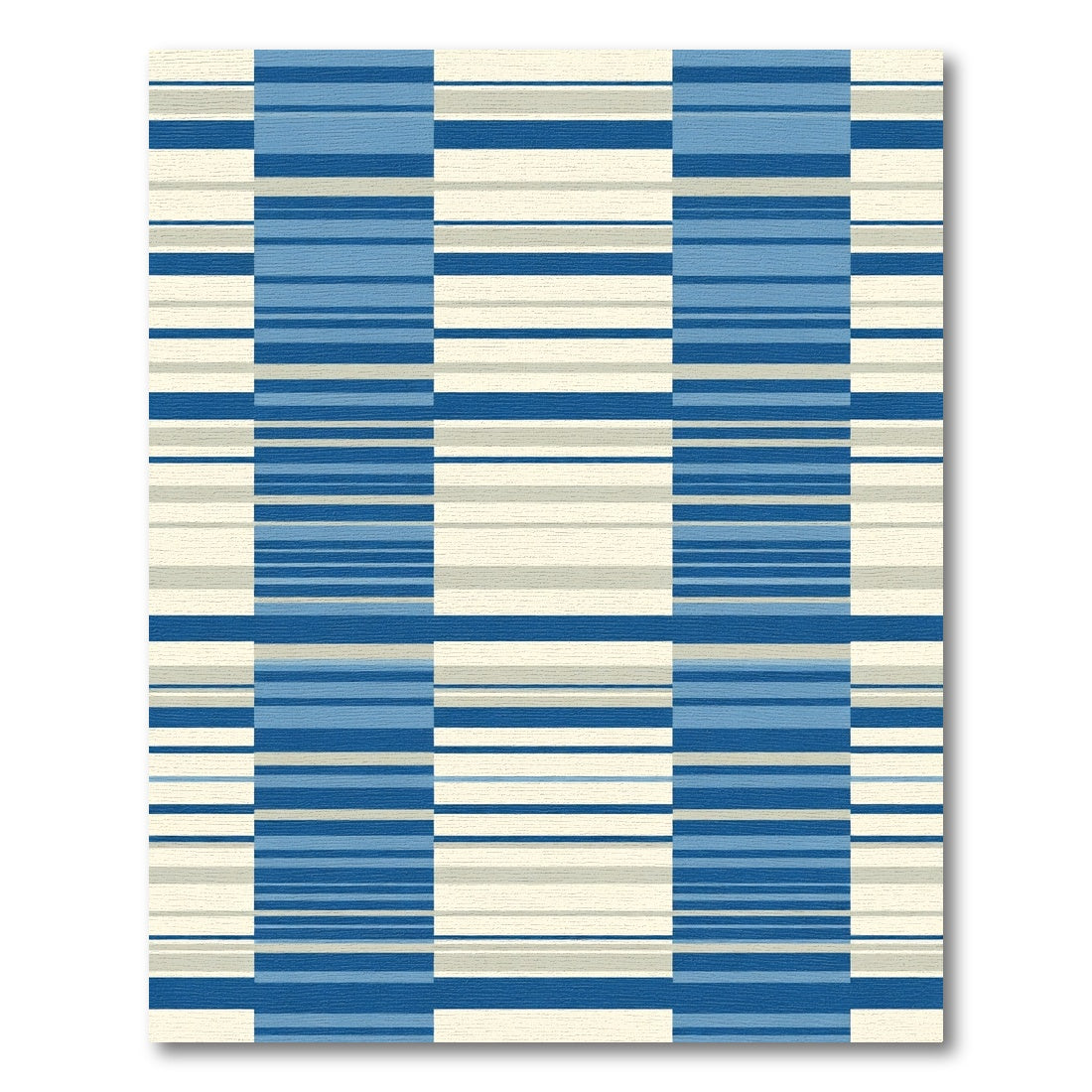 Modern Blue Cream Striped Rectangles Rug