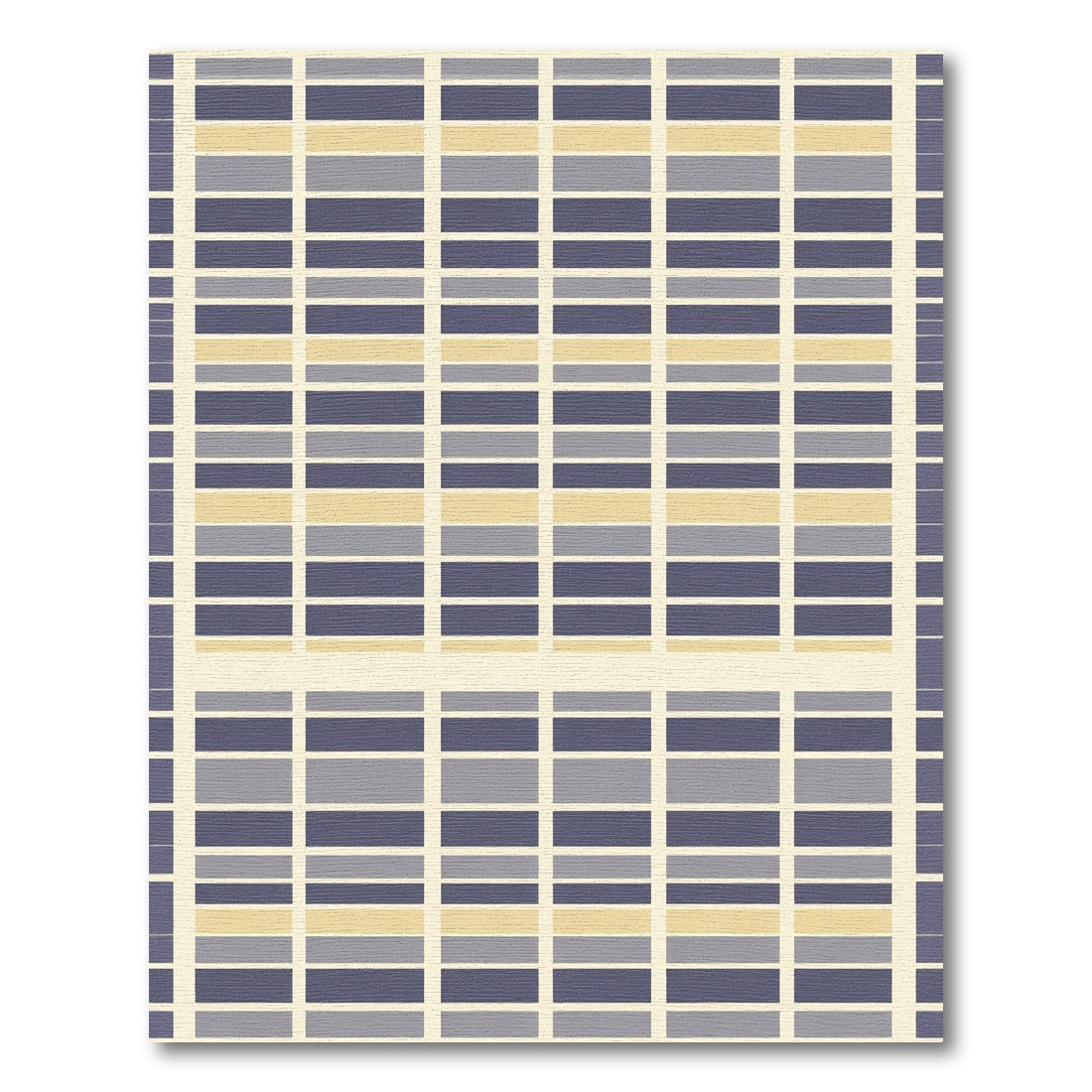Pale Yellow Blue Gray Stripe Grid Rug