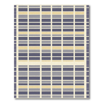 Pale Yellow Blue Gray Stripe Grid Rug