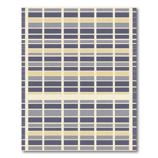 Pale Yellow Blue Gray Stripe Grid Rug