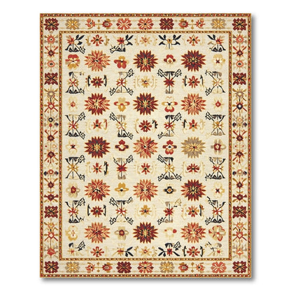 Beige and Neutral Beige Vintage Floral Medallion Area Rug
