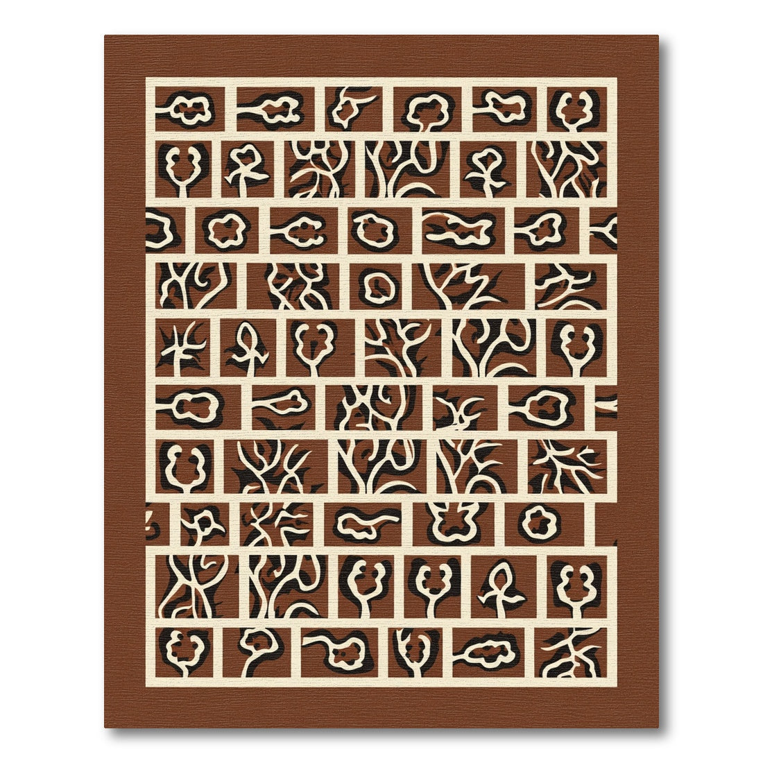 Brown Cream Abstract Organic Tile Rug