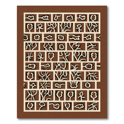 Brown Cream Abstract Organic Tile Rug