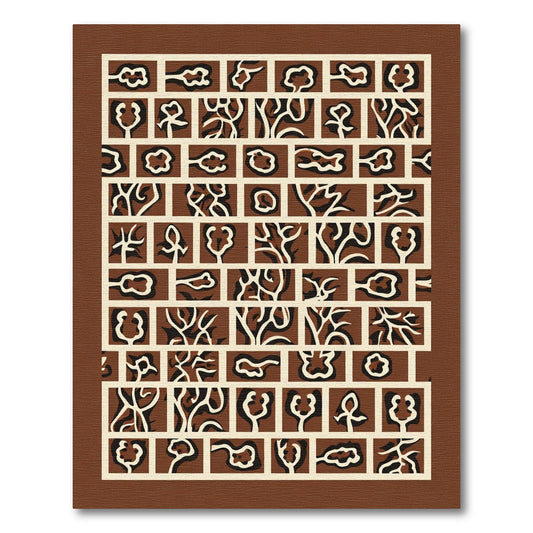 Brown Cream Abstract Organic Tile Rug