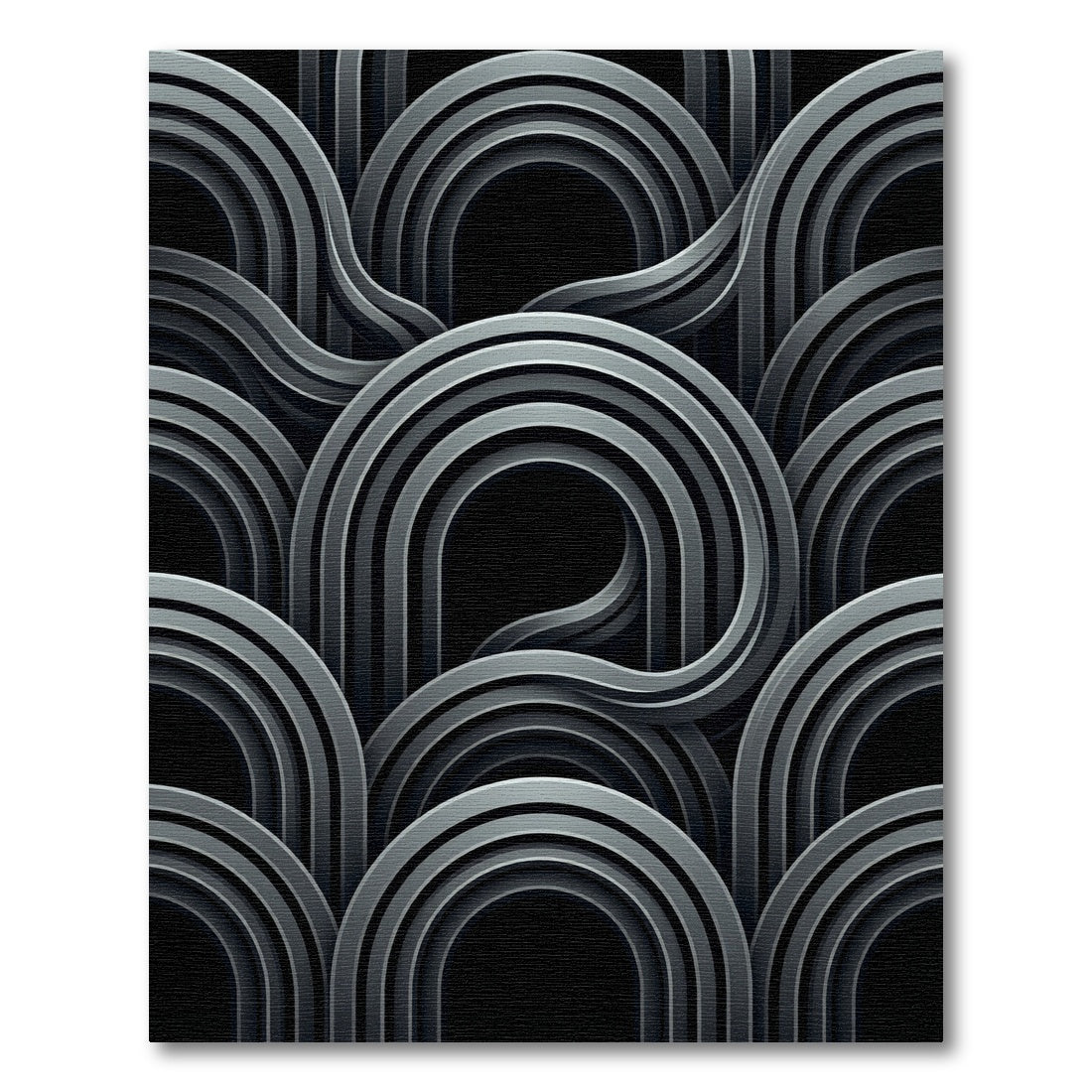 Grayscale Abstract Interlocking Arches Rug